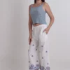 Pantaloni palazzo ricamato a cotton flex