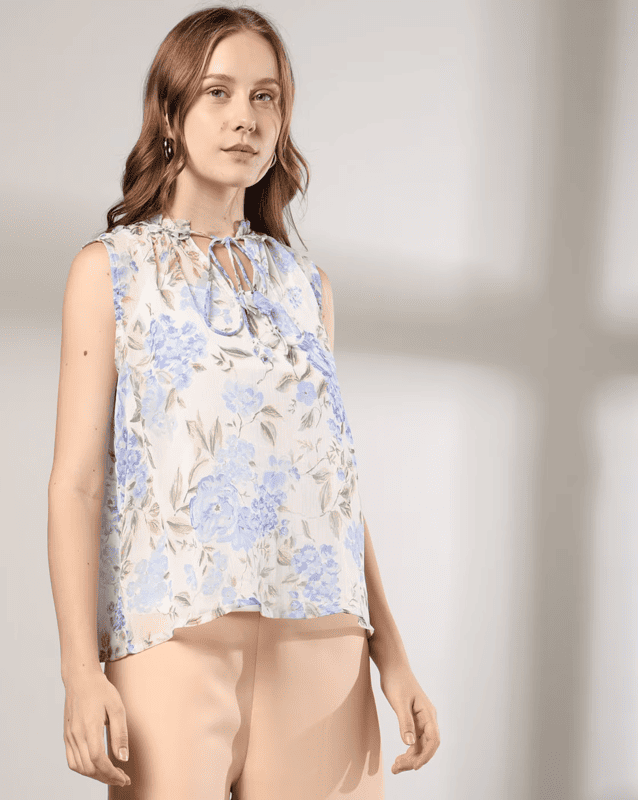 Top da donna con stampa floreale e canotta