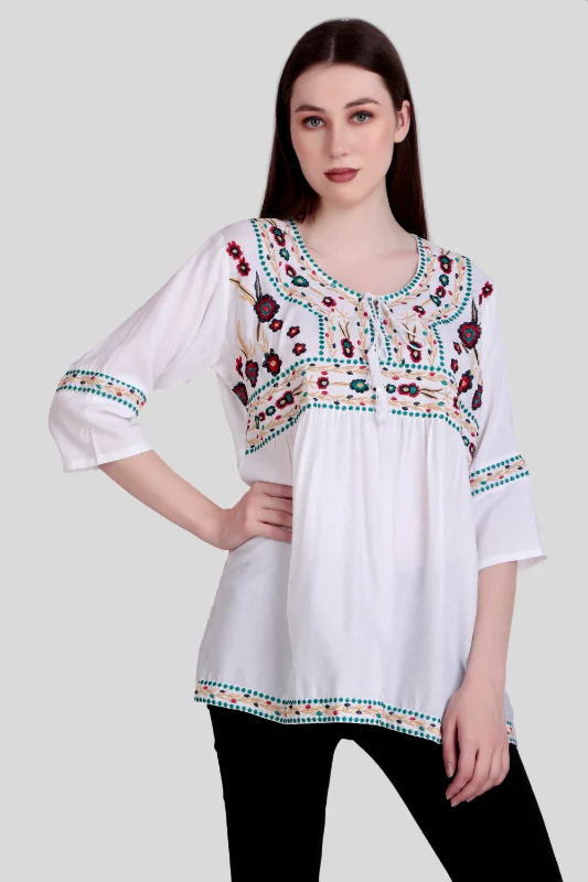 Top Casual Donna in Viscosa Leggera – Ricami Artigianali
