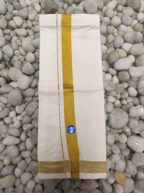 Velcro Mundu in puro cotone bianco sporco con Kasavu Kara per bambini