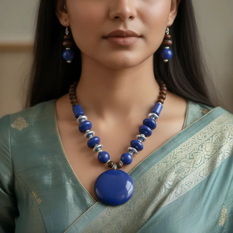 Set di collana con perline e resina e orecchini