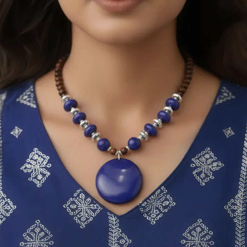 Set di collana con perline e resina e orecchini