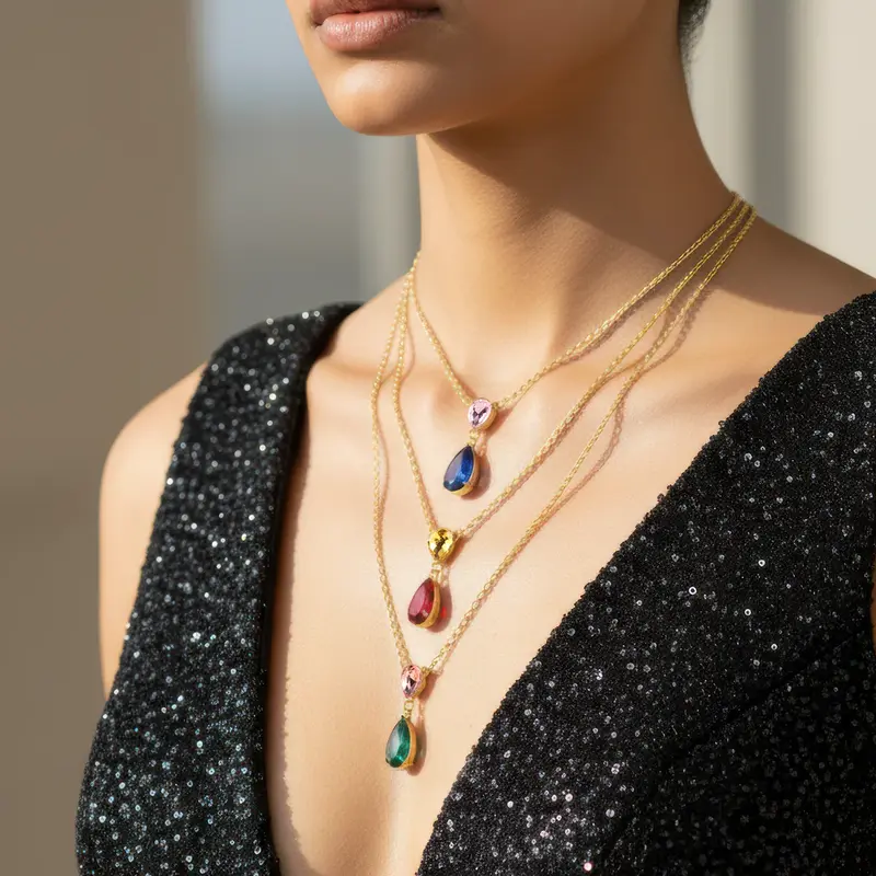 Collana con cristalli multicolori a triplo strato anti-ossidazione