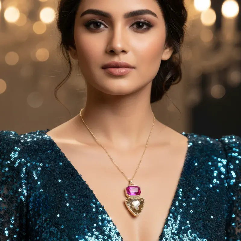 Collana dorata anti-ossidazione con orecchini