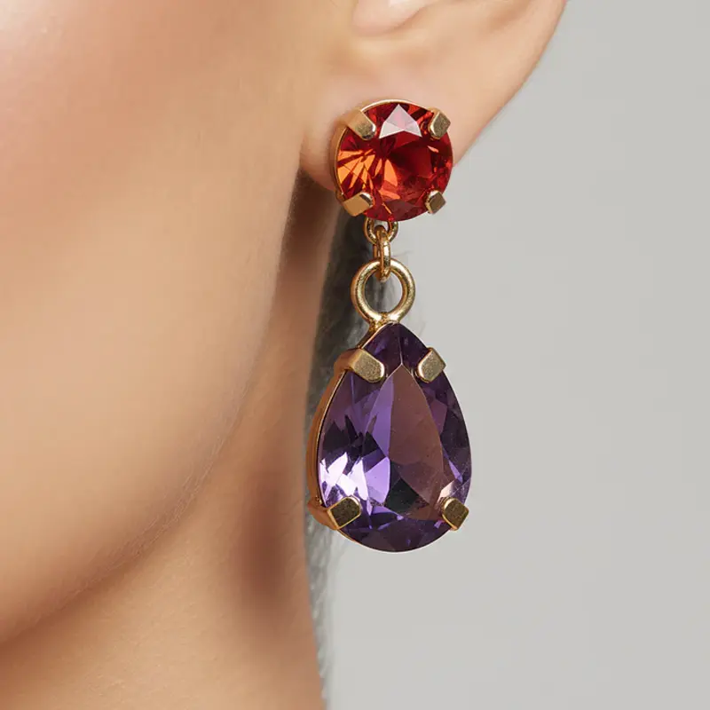 Collana con cristalli multicolori anti-ossidazione e orecchini