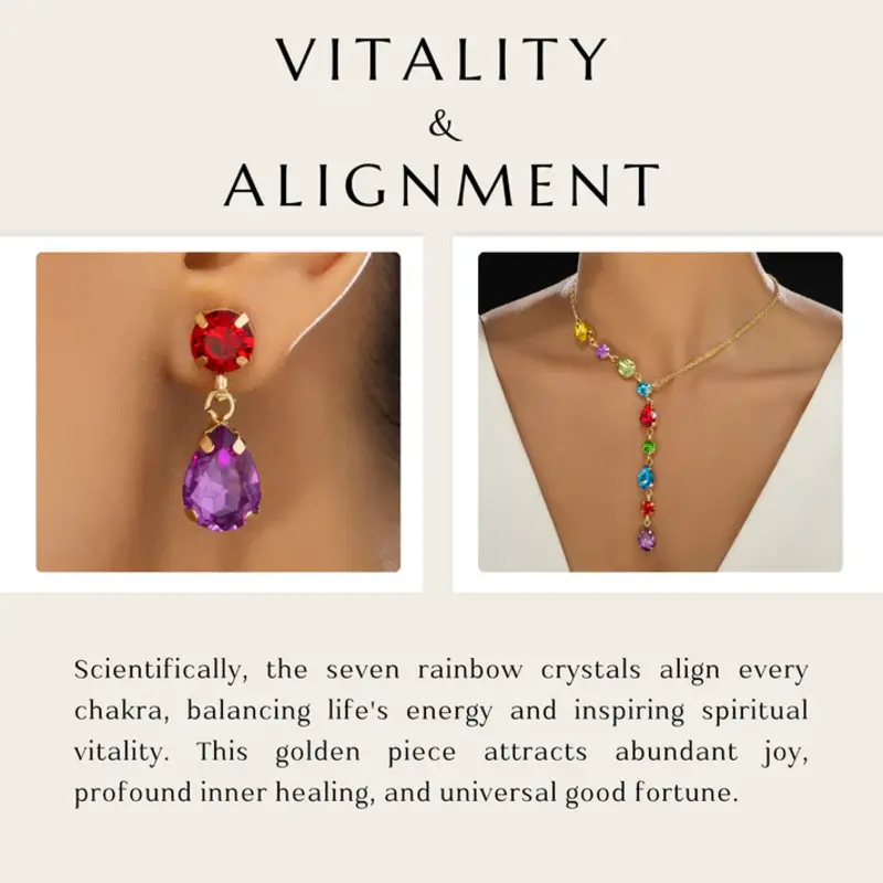 Collana con cristalli multicolori anti-ossidazione e orecchini