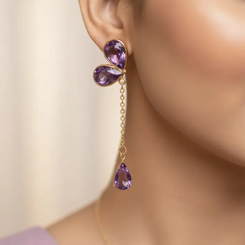 Set Collana Impermeabile con Cristalli + Orecchini Abbinati