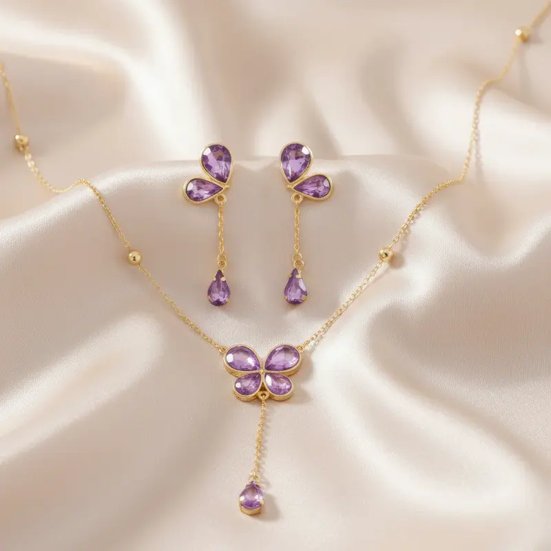 Set Collana Impermeabile con Cristalli + Orecchini Abbinati