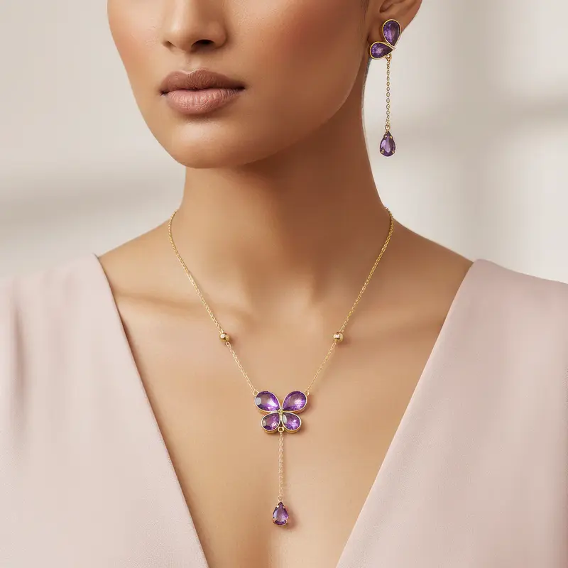 Set Collana Impermeabile con Cristalli + Orecchini Abbinati