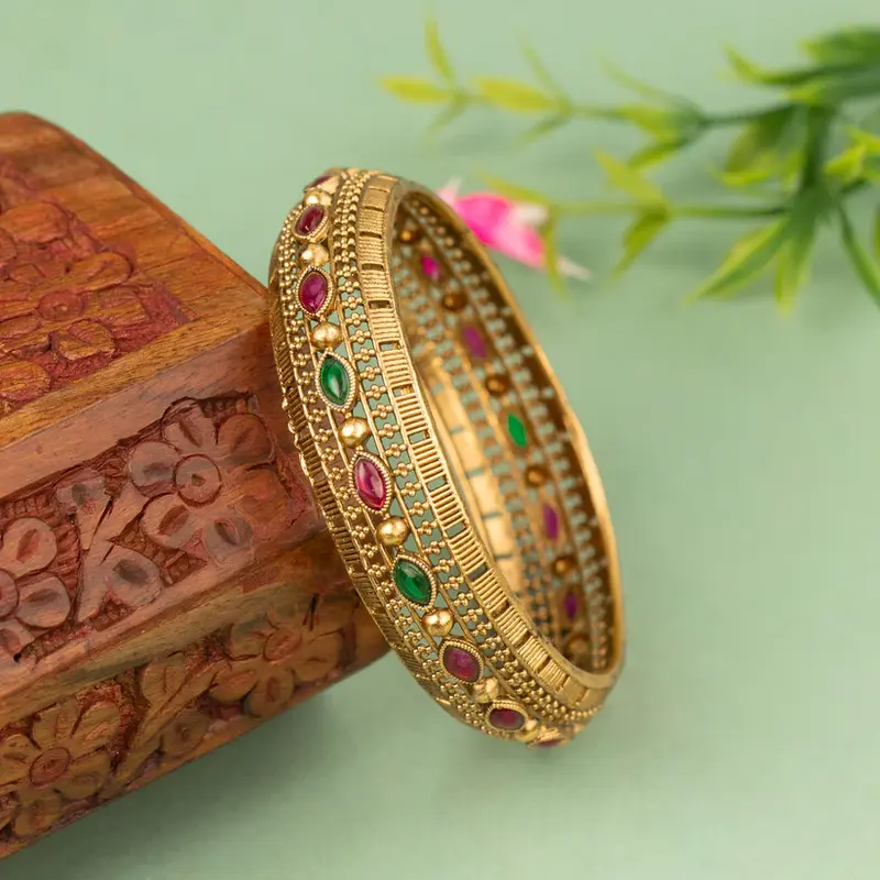 Bracciale Antica con Pietre Verde e Rubino