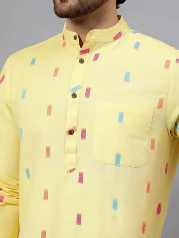 Kurta Uomo in Cotone Azzurro con Motivo Checked