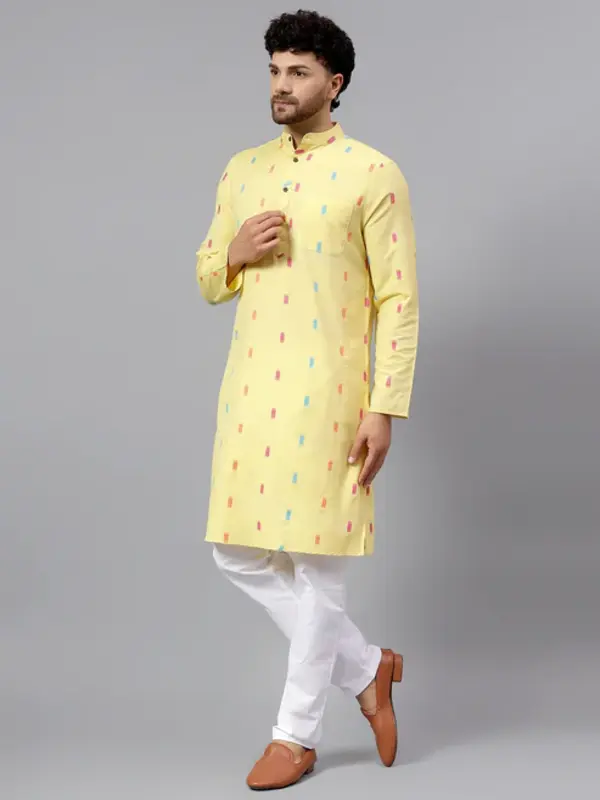 Kurta Uomo in Cotone Azzurro con Motivo Checked