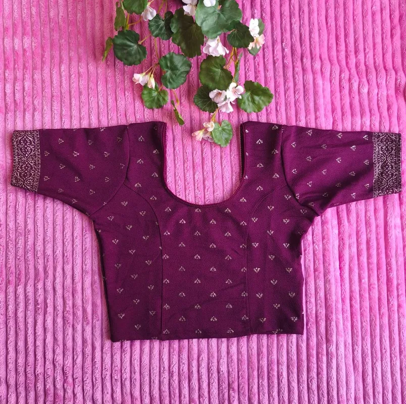 Top Blusa Saree Elasticizzata con Glitter – Rosso Vino