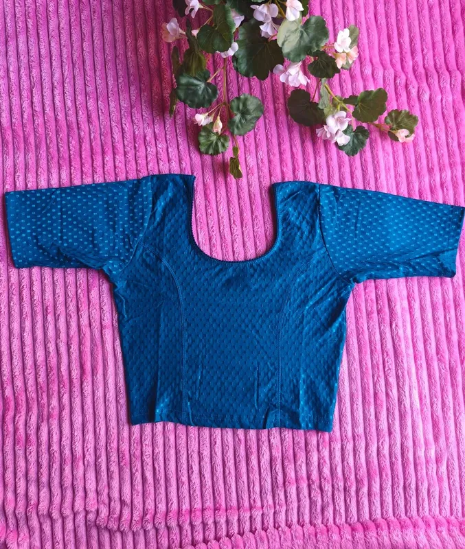 Blusa Sari Readymade Stretch in Cotone Lycra ā Verde Acqua Blu