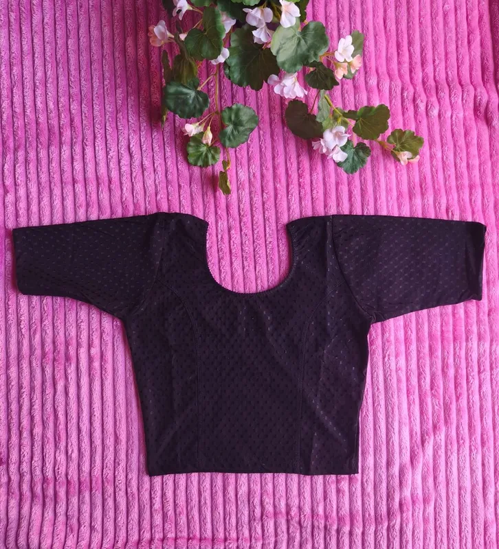 Blusa Sari Readymade Stretch in Cotone Lycra ā Viola Scuro