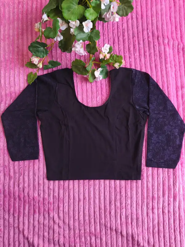 Blusa Sari Readymade Stretch in Cotone Lycra ā Nero
