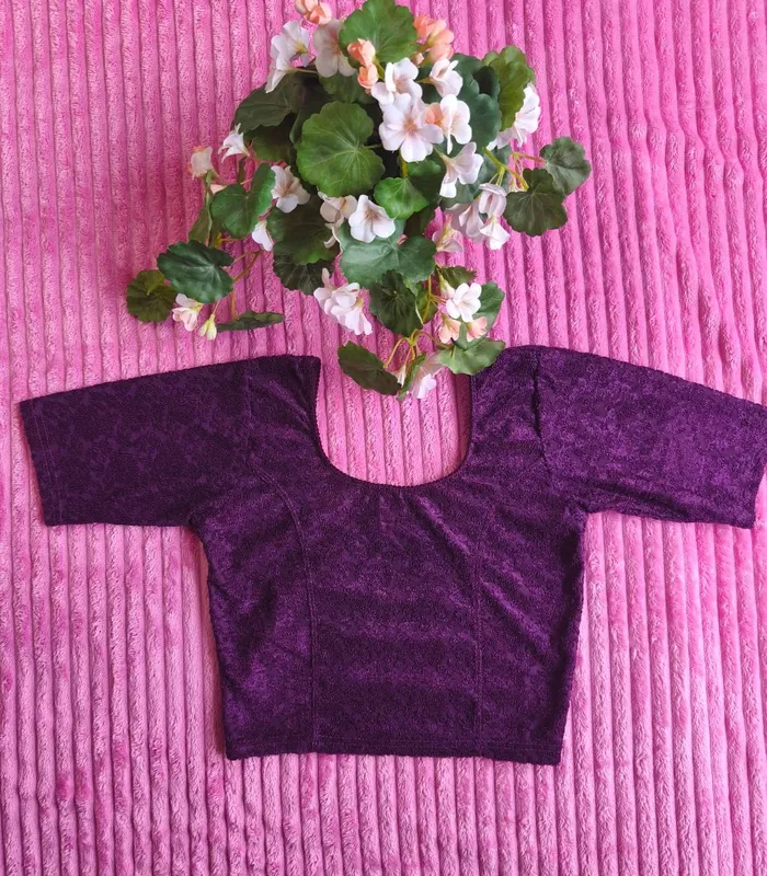 Blusa Sari Readymade Stretch in Cotone Lycra ā Viola Scuro