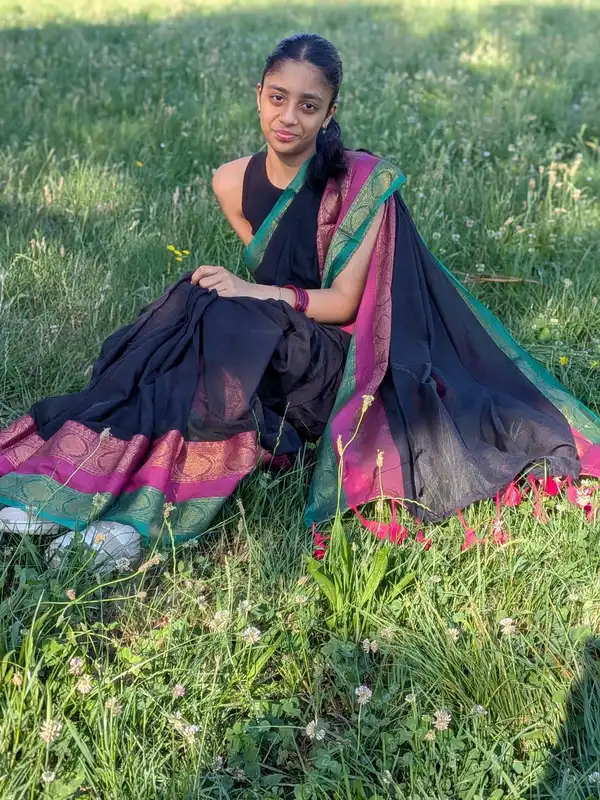 Saree in Puro Cotone Mulcotton 120 Count – Nero | Onam Collection 2026