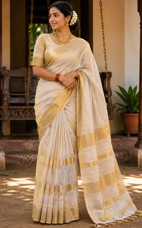 Bengal Mul Tissue Saree | Collezione Onam 2026