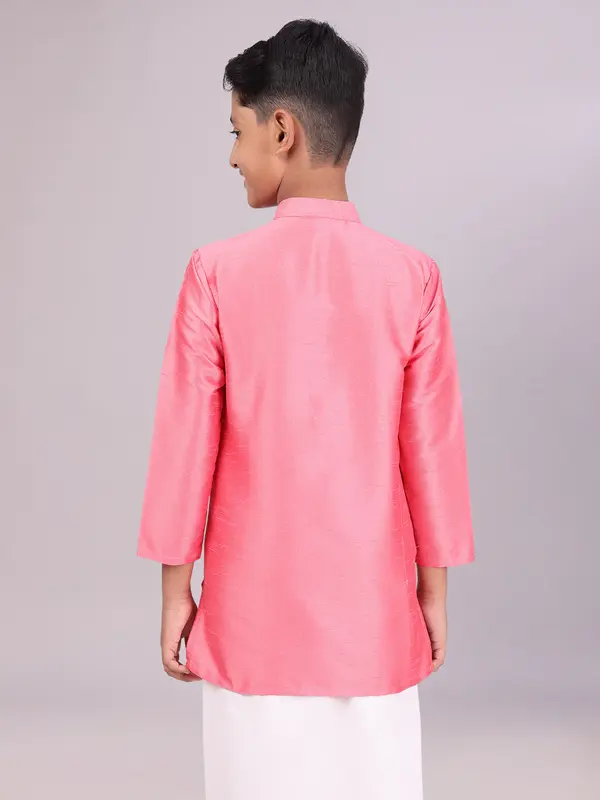Kurta Bambino Rosa in Dupion Satin – Manica Lunga