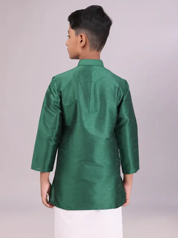 Kurta Bambino Blu in Dupion Satin – Manica Lunga