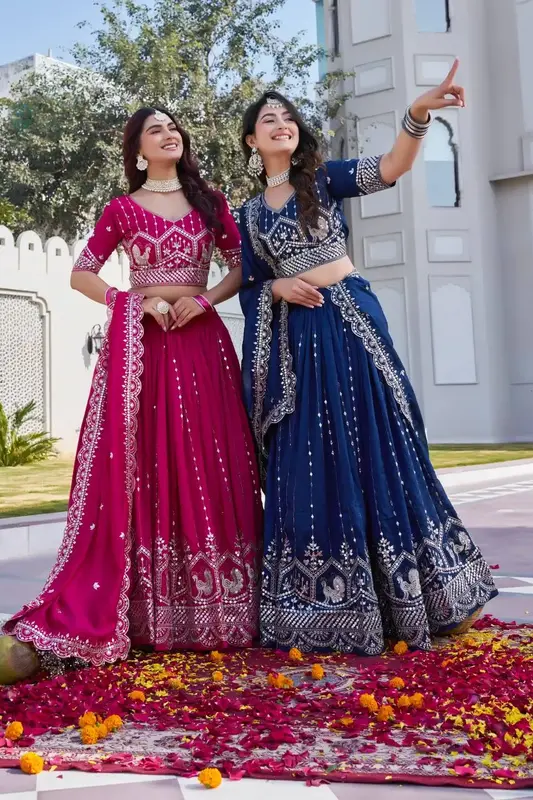 Lehenga Choli in Georgette con Ricami Eleganti e Dupatta ✨