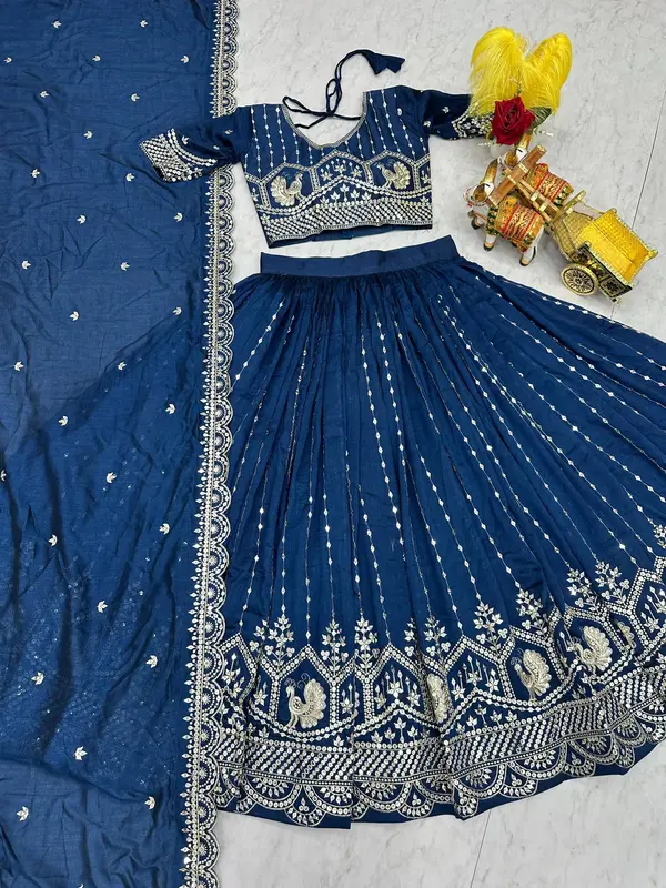 Lehenga Choli in Georgette con Ricami Eleganti e Dupatta ✨