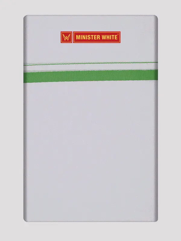 Dhoti Uomo Bianco in Puro Cotone Monostrato con Ampio Bordo – Verde