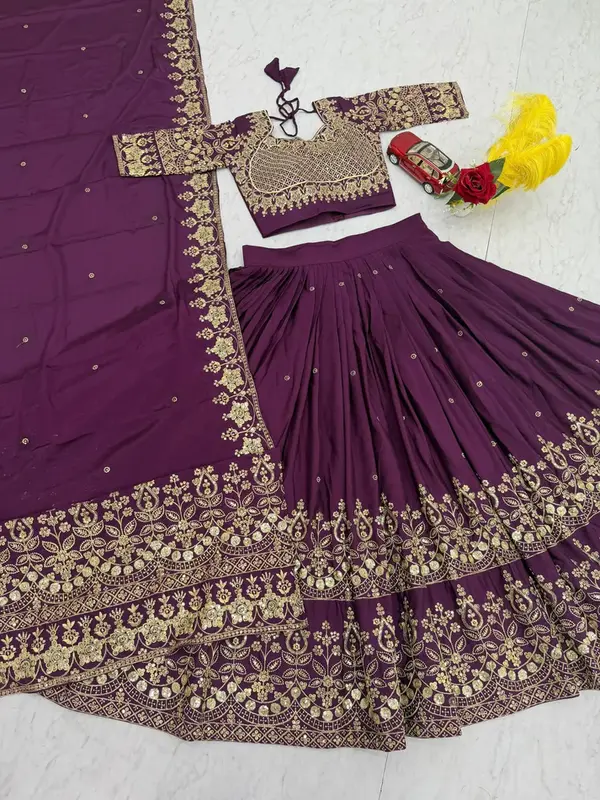 Lehenga Choli in Georgette con Ricami Eleganti e Dupatta ✨ - immagine 5