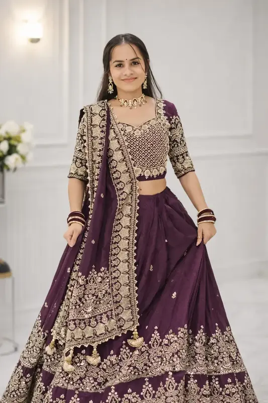 Lehenga Choli in Georgette con Ricami Eleganti e Dupatta ✨
