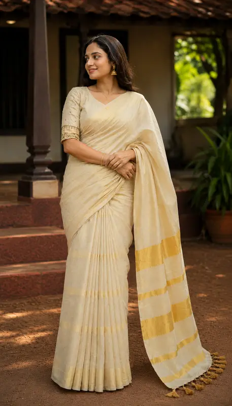 Bengal Mul Tissue Saree | Collezione Onam 2026